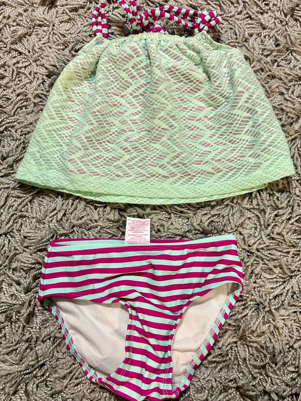 Circo Mint and Hot Pink Girls' Tankini Set